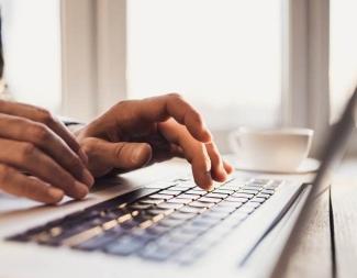 Male Hands Laptop Typing